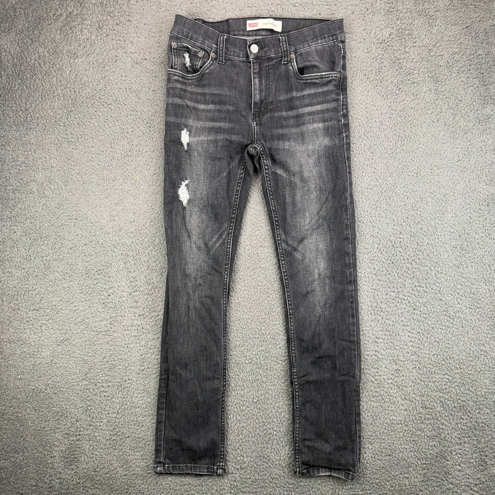 Levis 510 Skinny Jeans Womens‎ 28x28 Black Distressed Denim Pants 16 REG